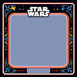 A blank collector card design inspired by Star Wars, featuring the iconic Star Wars logo prominently centered at the top