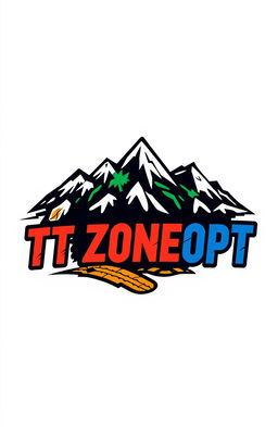 A dynamic rally-themed logo designed for 'TTZONEOPT', featuring bold typography that incorporates elements of off-road racing, such as rugged tire tracks, a stylized terrain backdrop, and vibrant colors