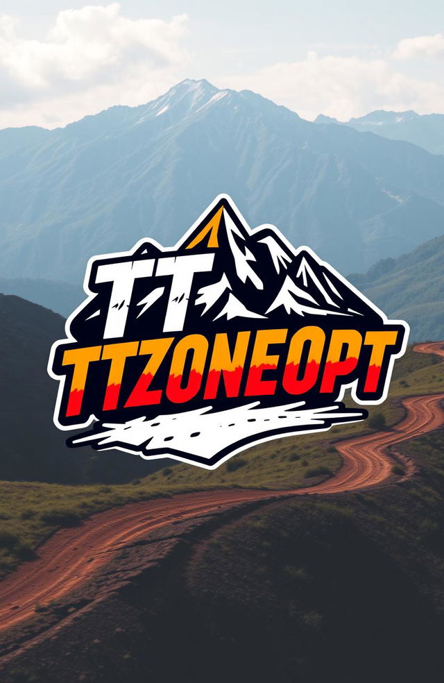 A dynamic rally-themed logo designed for 'TTZONEOPT', featuring bold typography that incorporates elements of off-road racing, such as rugged tire tracks, a stylized terrain backdrop, and vibrant colors