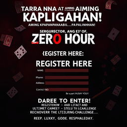 A mysterious and slightly scary poster for an exciting gaming competition, designed with a captivating dark theme