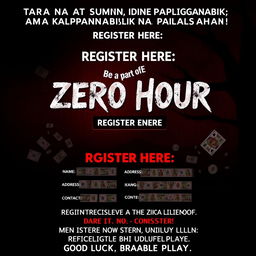 A mysterious and slightly scary poster for an exciting gaming competition, designed with a captivating dark theme