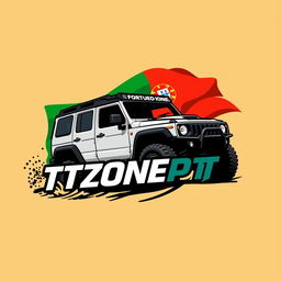 A vibrant logo featuring an off-road vehicle prominently displayed alongside the text 'TTZONEPT' and incorporating the Portuguese flag
