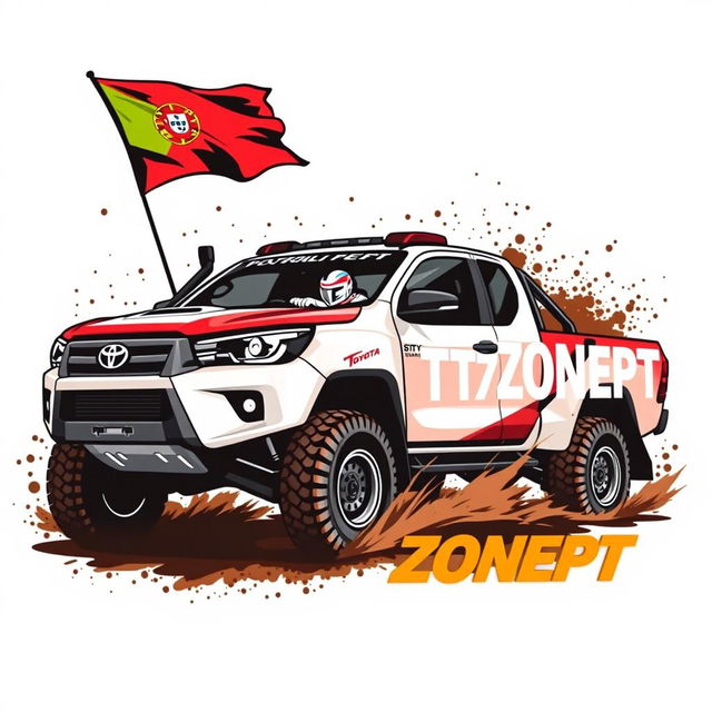 An exciting logo featuring a Toyota Hilux T1+ Dakar truck, prominently displayed with the text 'TTZONEPT' alongside it