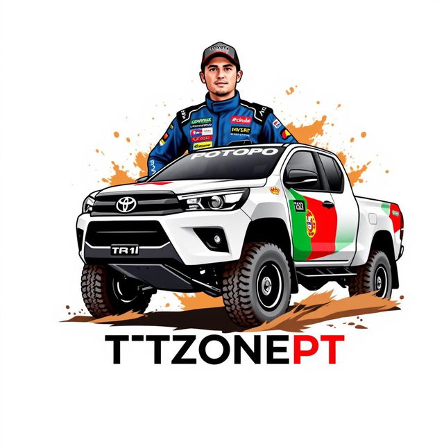 An engaging logo featuring a Toyota Hilux T1+ Dakar truck prominently displayed with the text 'TTZONEPT'