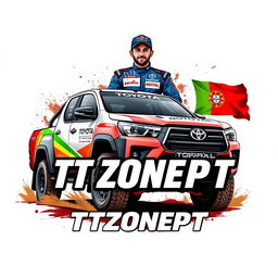An engaging logo featuring a Toyota Hilux T1+ Dakar truck prominently displayed with the text 'TTZONEPT'