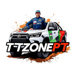 An engaging logo featuring a Toyota Hilux T1+ Dakar truck prominently displayed with the text 'TTZONEPT'