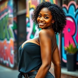 A beautiful 24-year-old Black woman with an incredible physique, showcasing her confidence and grace