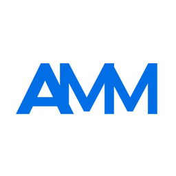 A modern logo design featuring the letters A, M, and M creatively combined in a stylish and sleek manner