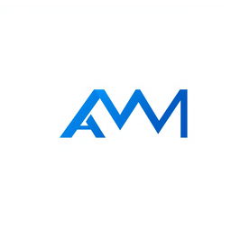 A modern logo design featuring the letters A, M, and M creatively combined in a stylish and sleek manner