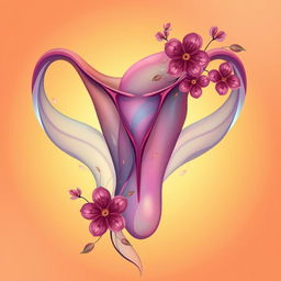 An artistic rendering of a vagina, depicted in an abstract and beautiful way, focusing on the organic shapes and colors found in nature