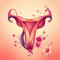 An artistic rendering of a vagina, depicted in an abstract and beautiful way, focusing on the organic shapes and colors found in nature