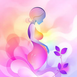 An abstract representation of the female form with a focus on soft curves and fluid shapes, using vibrant colors and organic patterns to evoke a sense of femininity and beauty