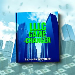 A vibrant and modern book cover design featuring a realistic cityscape with towering skyscrapers, symbolizing business success and growth
