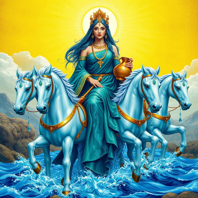 A magnificent image of Anahita, the goddess of water, fertility, and purity in ancient Iranian mythology