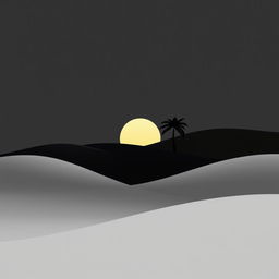 A minimalist and dramatic black and white design featuring a solitary palm tree symbolizing isolation