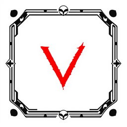 A blank collector card designed with a bold border inspired by the 1980s TV series 'V'
