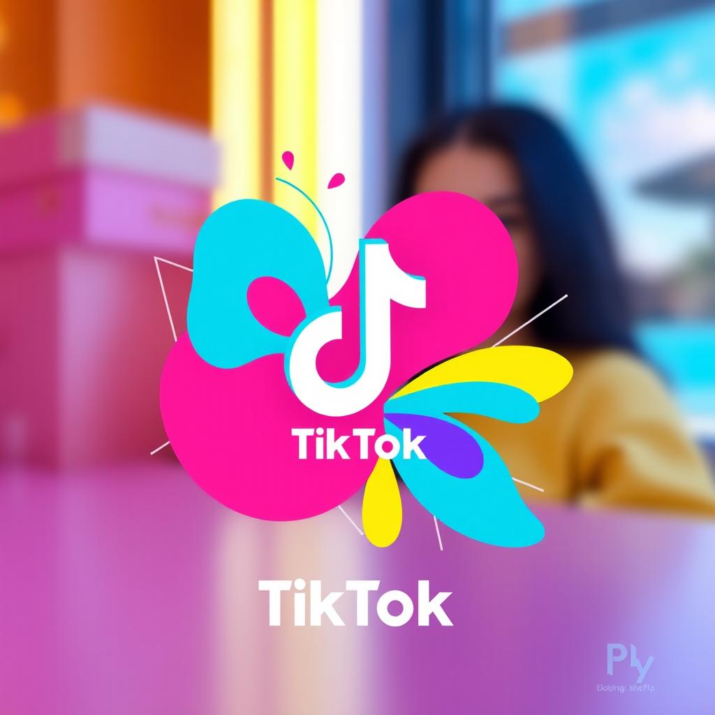 A vibrant and eye-catching TikTok profile picture, featuring an abstract design that incorporates bold colors like pink, blue, and yellow