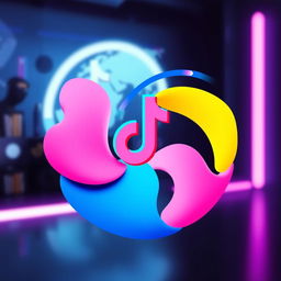A vibrant and eye-catching TikTok profile picture, featuring an abstract design that incorporates bold colors like pink, blue, and yellow