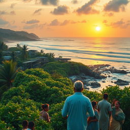 A poignant and reflective scene depicting the aftermath of the 2004 tsunami in Sri Lanka, 20 years later