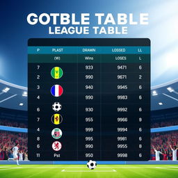 An infographic-style illustration featuring a football league table