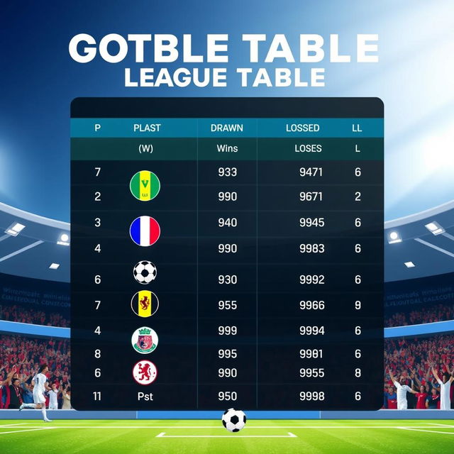 An infographic-style illustration featuring a football league table