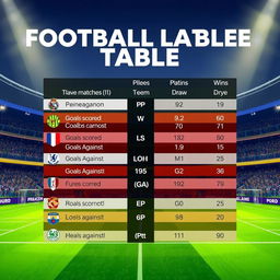 An infographic-style illustration featuring a football league table
