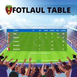 An infographic-style illustration featuring a football league table