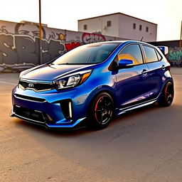 A modified Kia Picanto showcasing a stylish and sporty exterior