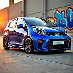 A modified Kia Picanto showcasing a stylish and sporty exterior