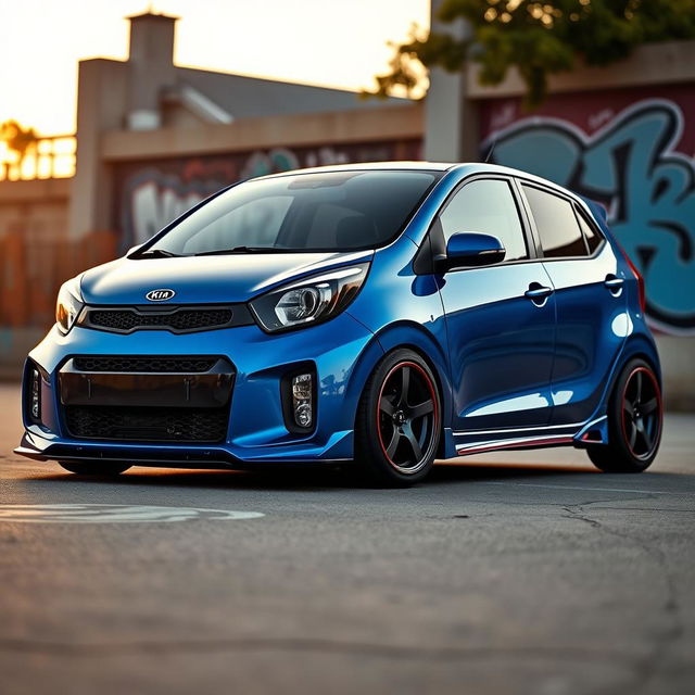 A modified Kia Picanto showcasing a stylish and sporty exterior