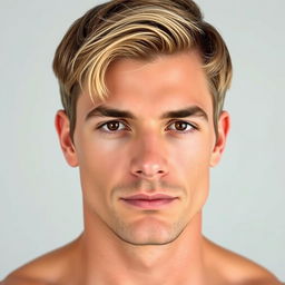 A portrait of a man named Enrico with short hair that blends light brown and blonde tones