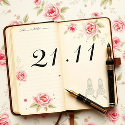 A visually stunning diary entry on a vintage styled page, featuring the date "21/11" written beautifully in elegant calligraphy