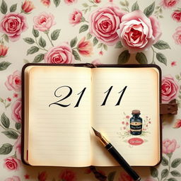 A visually stunning diary entry on a vintage styled page, featuring the date "21/11" written beautifully in elegant calligraphy