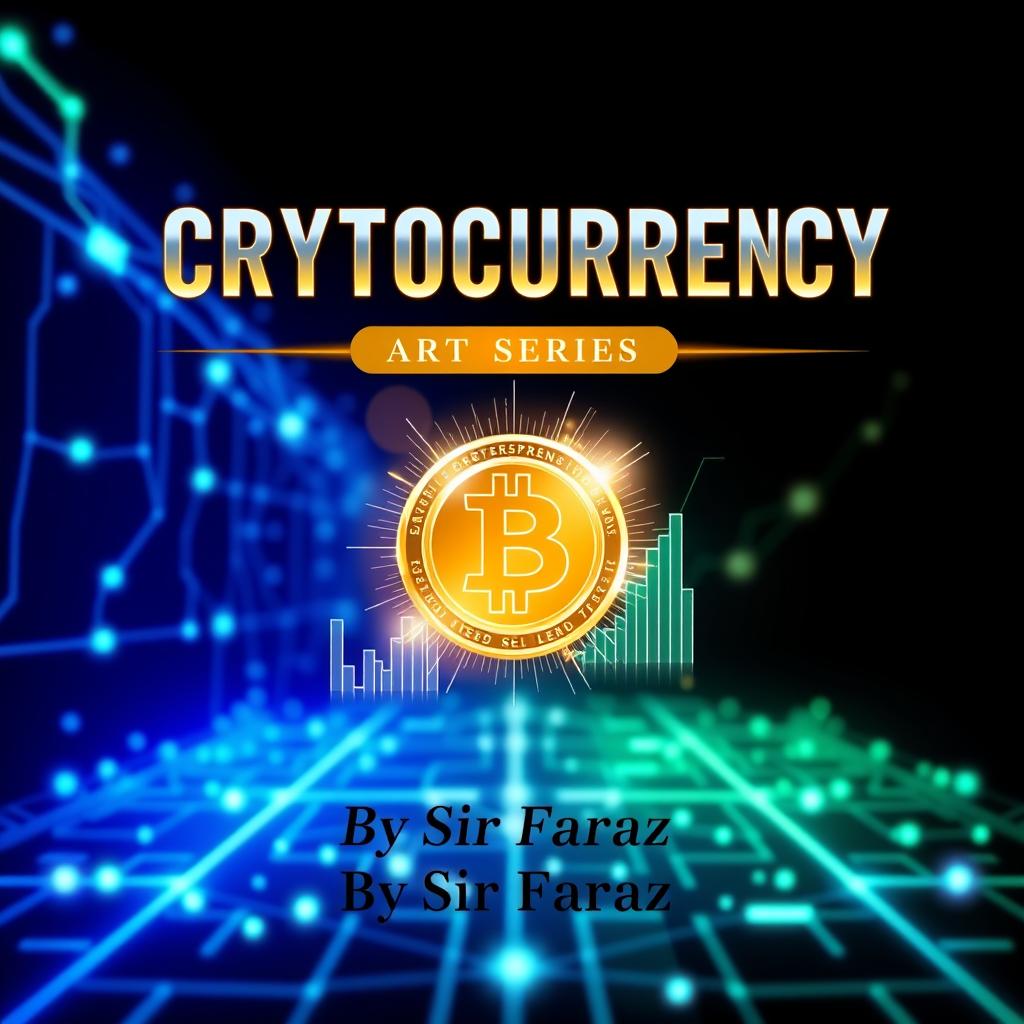 A sleek, futuristic book cover design for "Cryptocurrency" by Sir Faraz