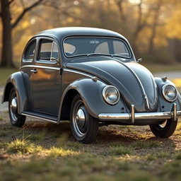 A vintage 1938 Volkswagen Beetle prototype, also known as Volkswagen Typ 1, showcasing its rounded lines and prominent headlights on the hood
