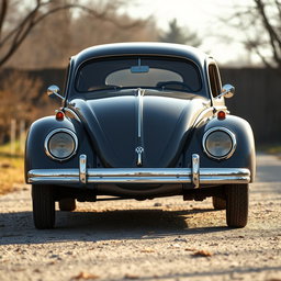 A vintage 1938 Volkswagen Beetle prototype, also known as Volkswagen Typ 1, showcasing its rounded lines and prominent headlights on the hood