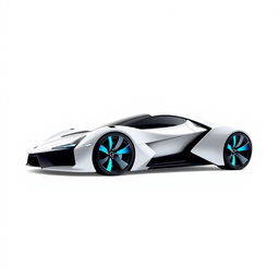 A striking digital illustration of a futuristic sports car, depicted in a side view with the front facing towards the left side of the image