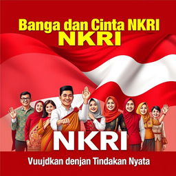 A vibrant and proud poster celebrating love for NKRI (National Unity of the Republic of Indonesia)