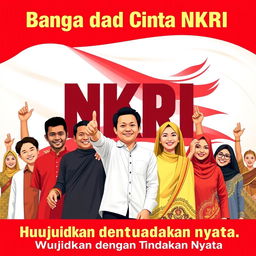 A vibrant and proud poster celebrating love for NKRI (National Unity of the Republic of Indonesia)