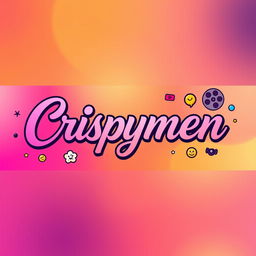 A colorful and vibrant YouTube banner featuring the name 'Crispymen' written in beautiful, flowing calligraphy