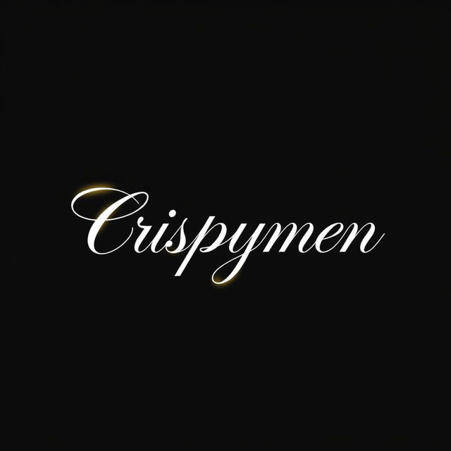 A YouTube banner featuring the name 'Crispymen' written in elegant, flowing white calligraphy on a sleek black background