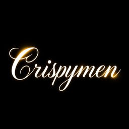 A YouTube banner featuring the name 'Crispymen' written in elegant, flowing white calligraphy on a sleek black background