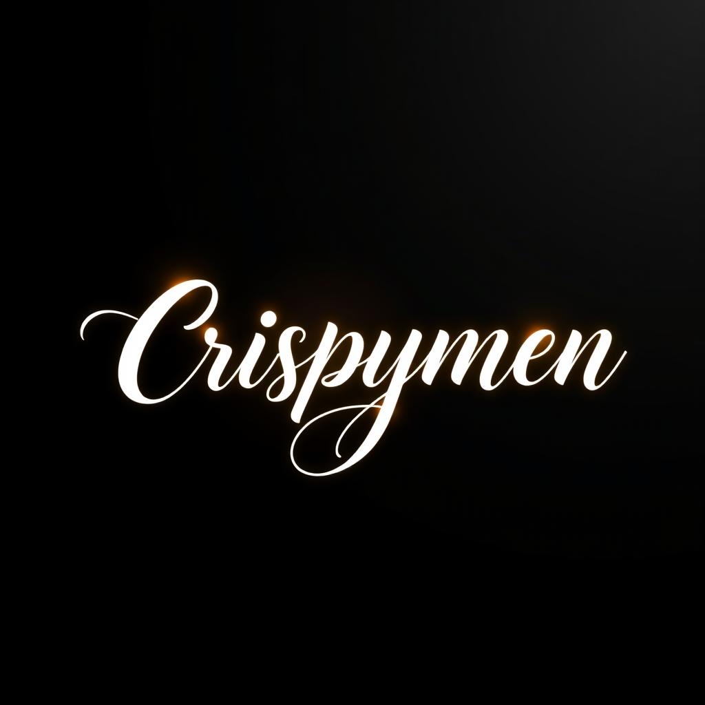 A YouTube banner featuring the name 'Crispymen' written in elegant, flowing white calligraphy on a sleek black background