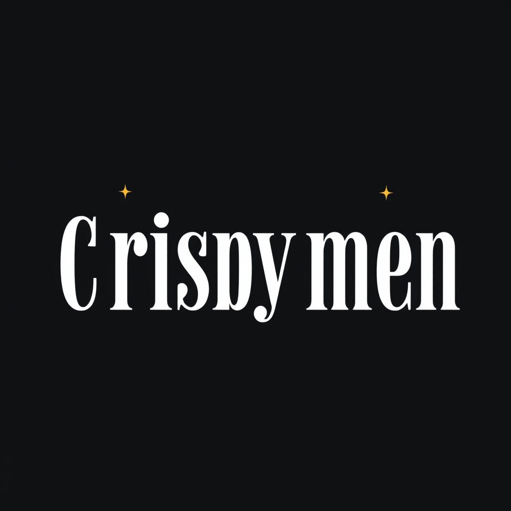 A striking YouTube banner featuring the name 'Crispymen' in bold, beautiful white typography against a deep black background