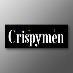 A striking YouTube banner featuring the name 'Crispymen' in bold, beautiful white typography against a deep black background