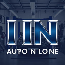 A modern and sleek business logo design featuring an automotive garage as the backdrop