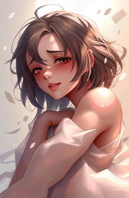 A digital painting of a female character deeply immersed in a myriad of emotions, showcasing a blend of pain, love, and affection