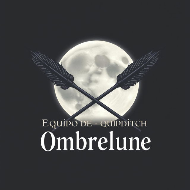 An elegant and artistic representation of a Quidditch team logo named 'Equipo de Quidditch Ombrelune'