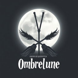 An artistic and stylish representation of a Quidditch team logo that says 'Equipo de Quidditch Ombrelune'
