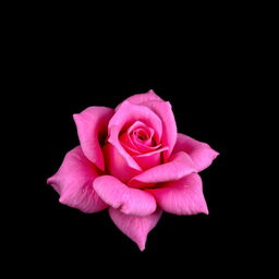 A vibrant intense pink rose elegantly placed against a dark background, showcasing the delicate petals with intricate details and rich textures